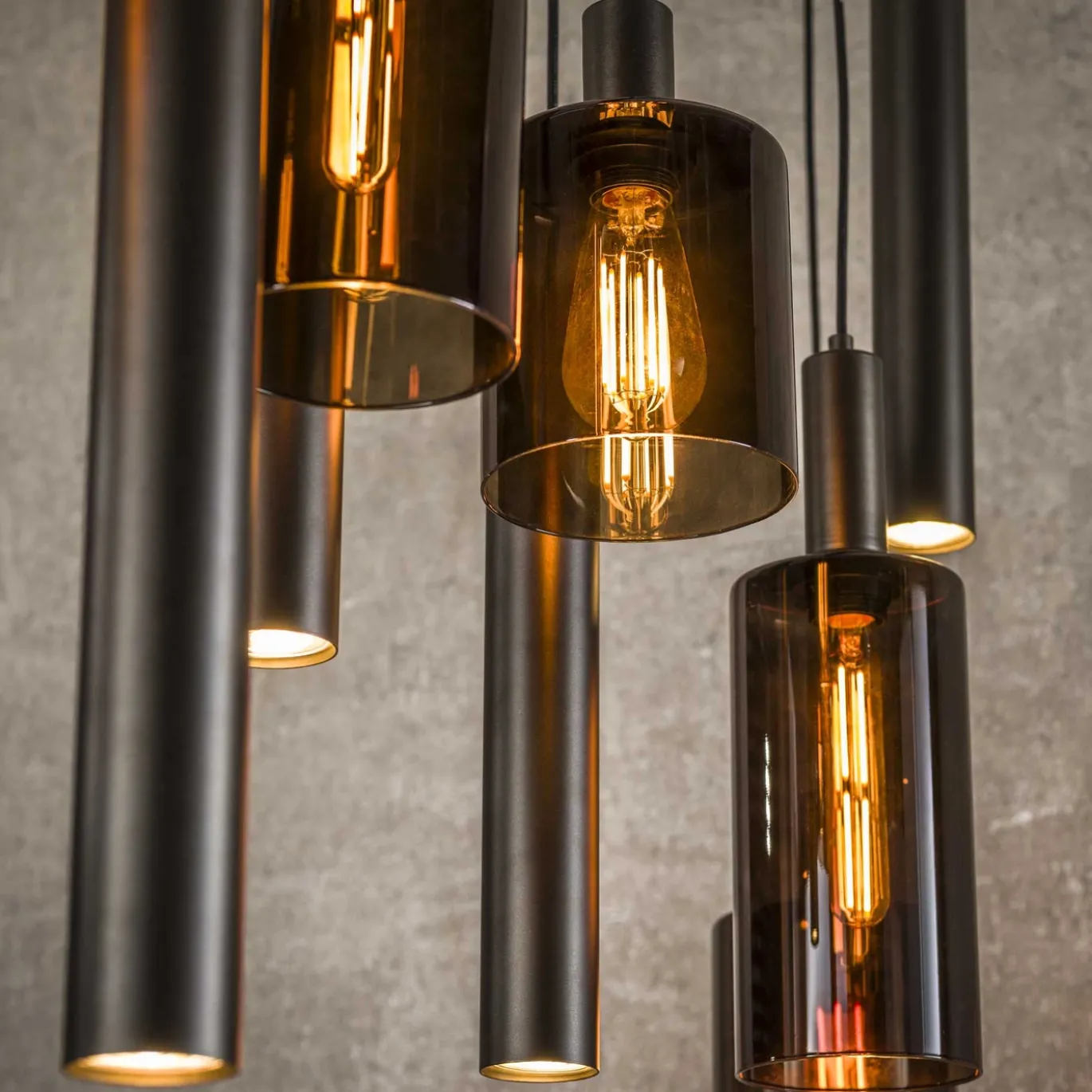 Hanglamp Sepiora 5+4-lichts Sienna Bruin - Giga Meubel