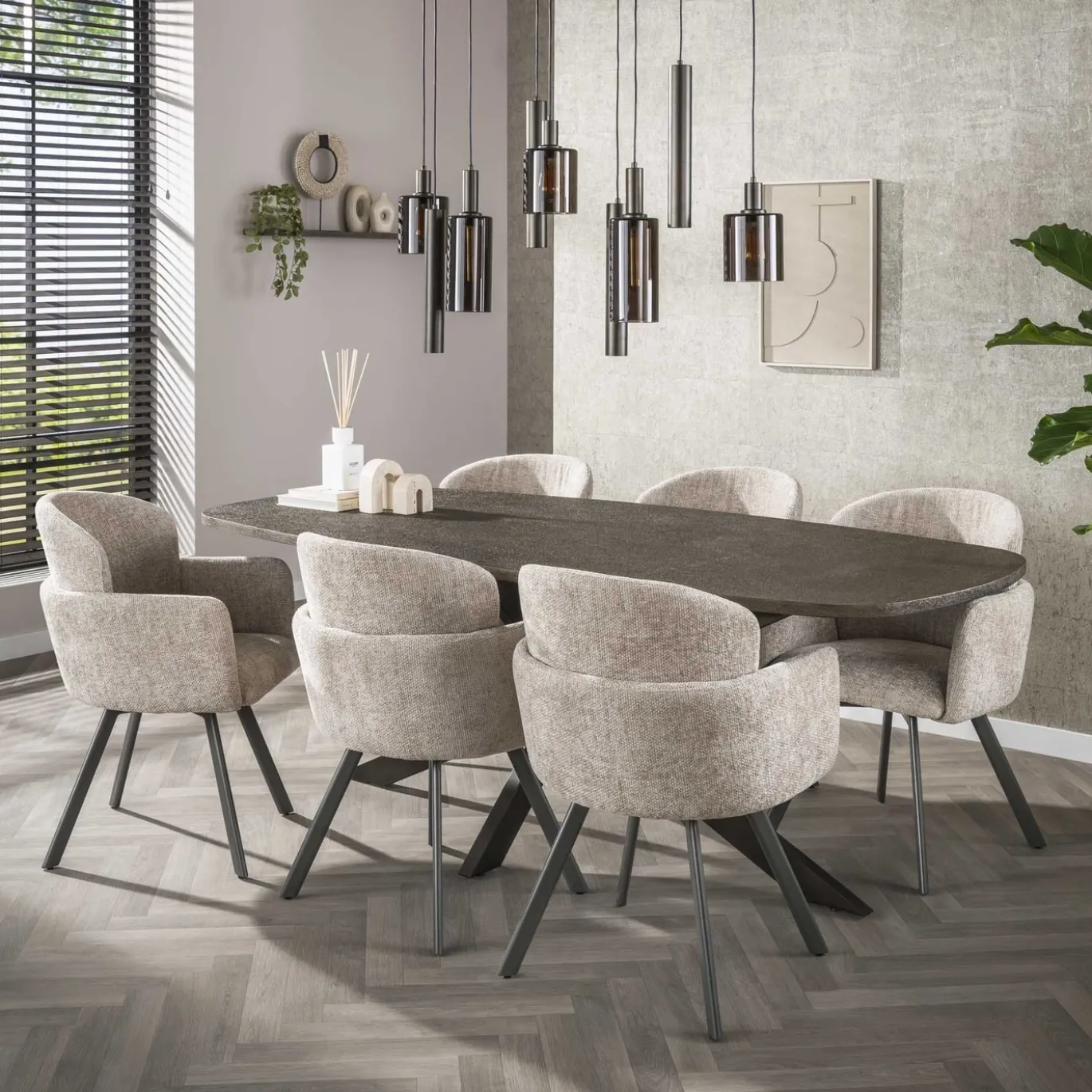 Hanglamp Sepiora 5+4-lichts Sienna Bruin - Giga Meubel