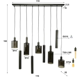 Hanglamp Sepiora 5+4-lichts Sienna Bruin - Giga Meubel