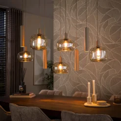 Hanglamp Serene 5+4-Lichts Beige - Giga Meubel