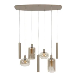 Hanglamp Serene 4+3-lichts Beige - Giga Meubel