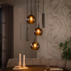 Hanglamp Sfera Tricolore Getrapt 5-Lichts Sienna Bruin/Frosted - Giga Meubel