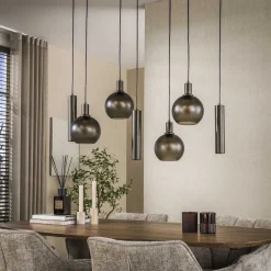 Hanglamp Sfera Tricolore 4+3-lichts Sienna Bruin-frosted - Giga Meubel