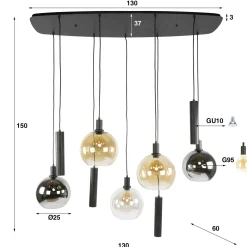Hanglamp Sfera Tricolore 5+4-lichts Artic Zwart - Giga Meubel