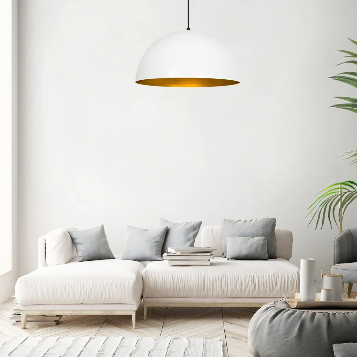 Hanglamp Sivani Dome Wit/Goud