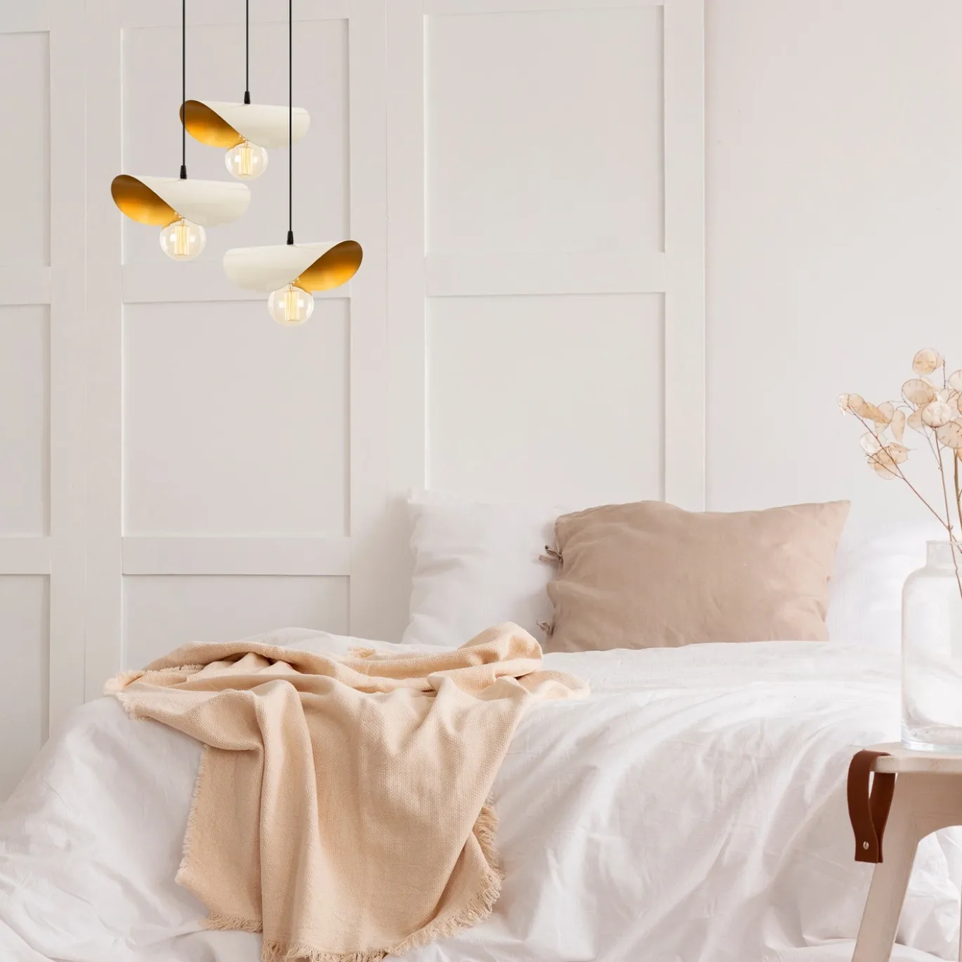 Hanglamp Sivani Leaf Wit 3-Lichts Getrapt