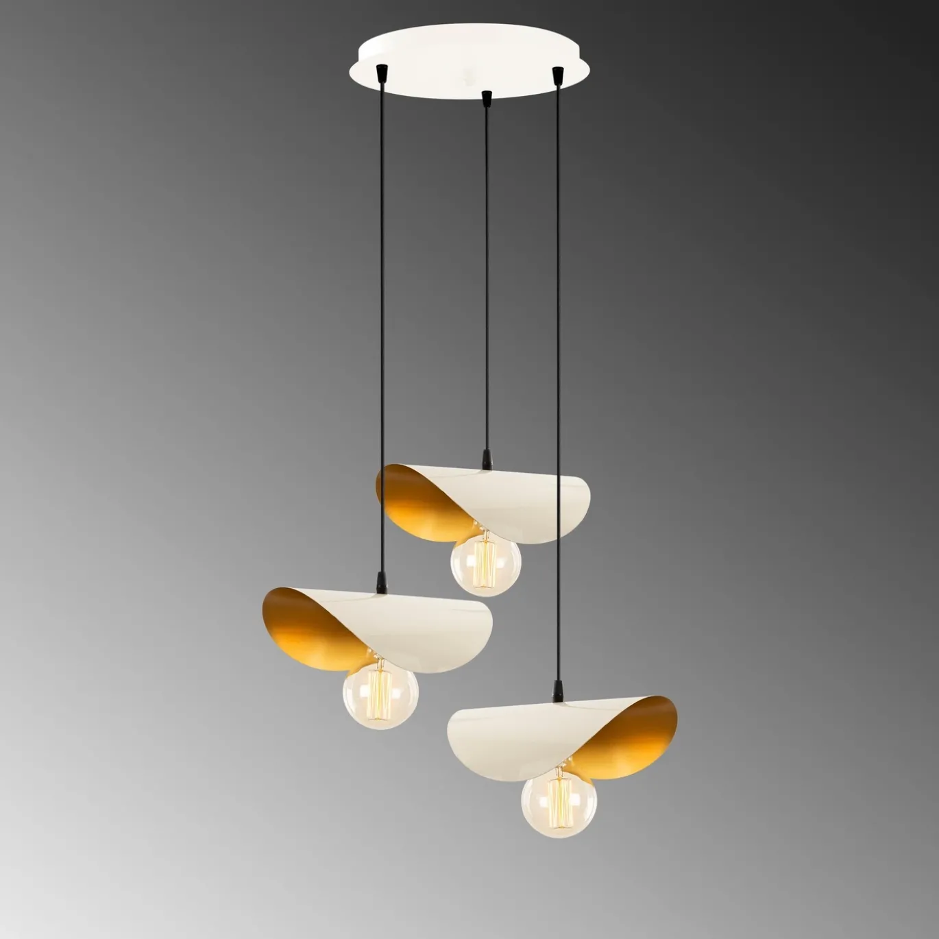 Hanglamp Sivani Leaf Wit 3-Lichts Getrapt