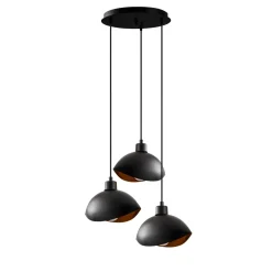 Hanglamp Sivani Shell 3-Lichts Getrapt Zwart
