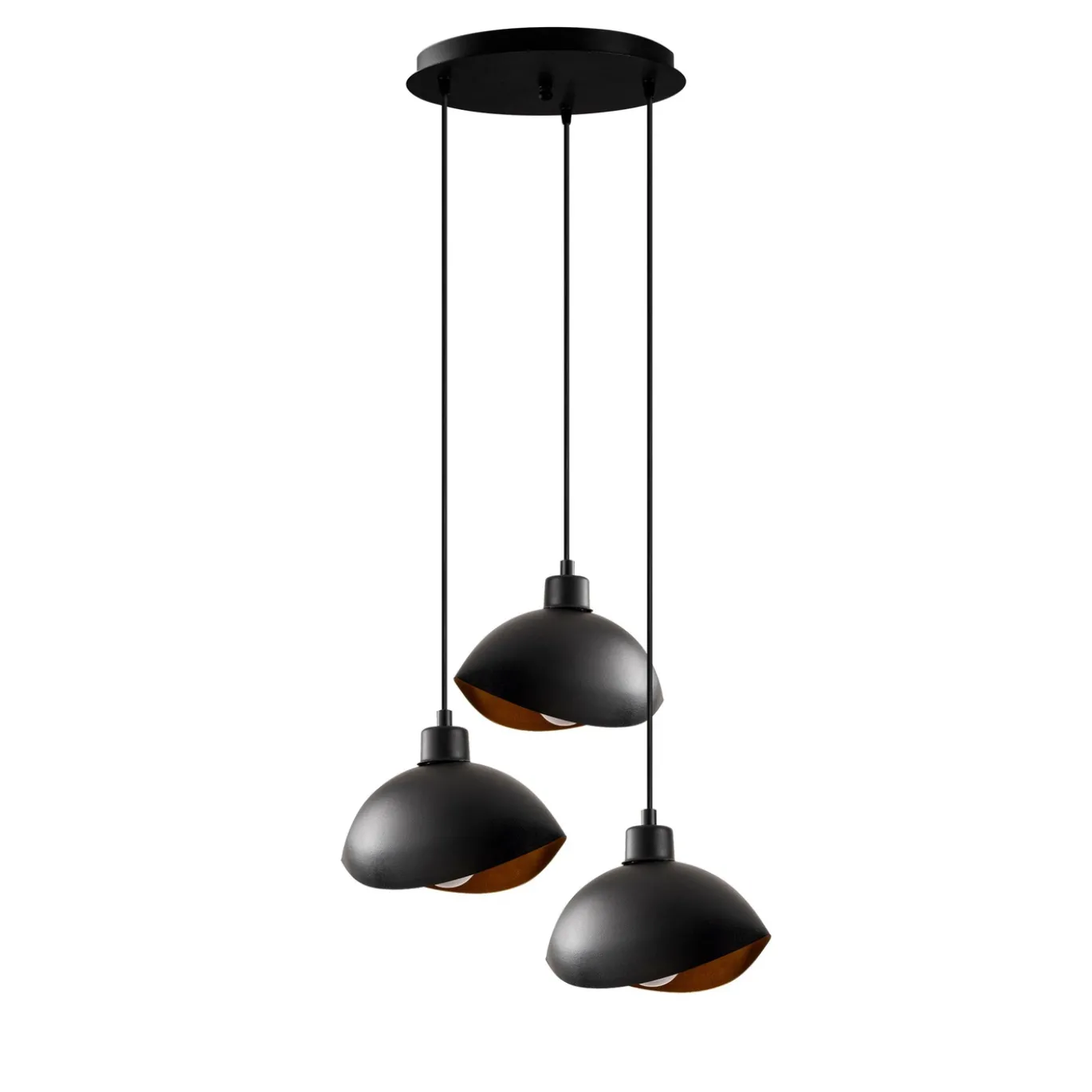 Hanglamp Sivani Shell 3-Lichts Getrapt Zwart