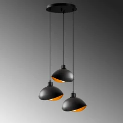 Hanglamp Sivani Shell 3-Lichts Getrapt Zwart