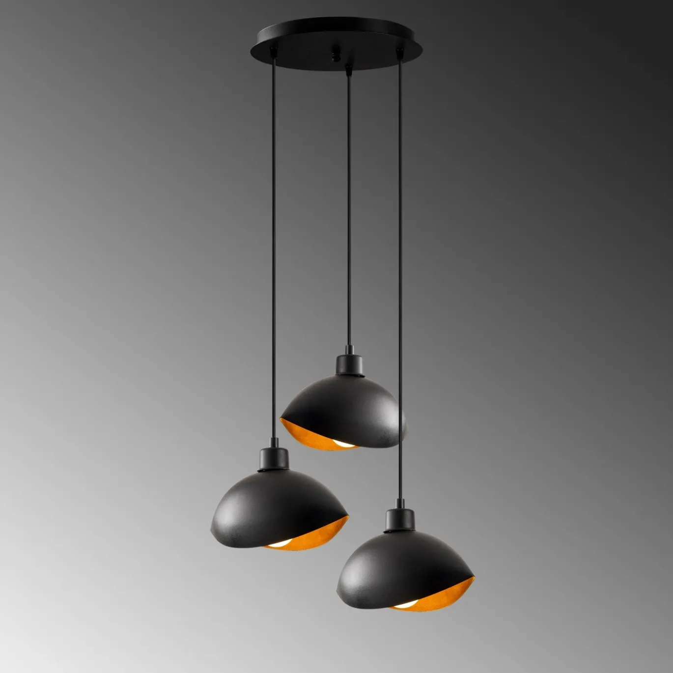 Hanglamp Sivani Shell 3-Lichts Getrapt Zwart