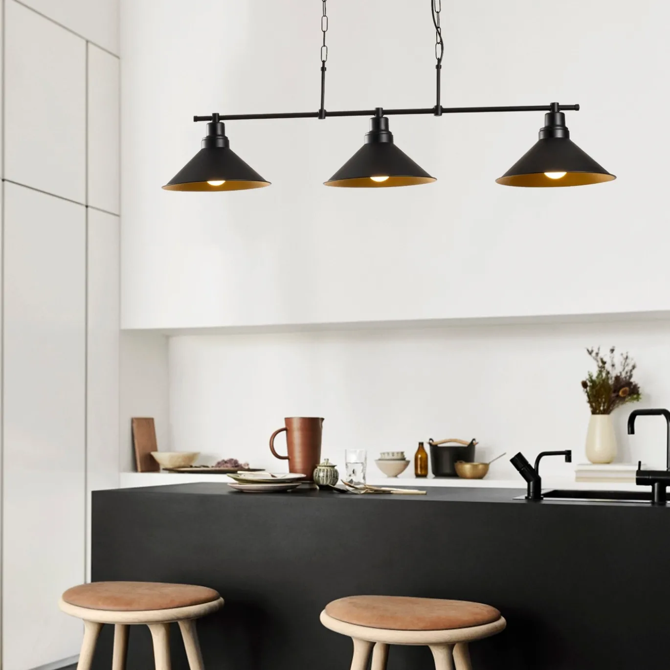 Hanglamp Sivani Vintage Zwart 3-Lichts