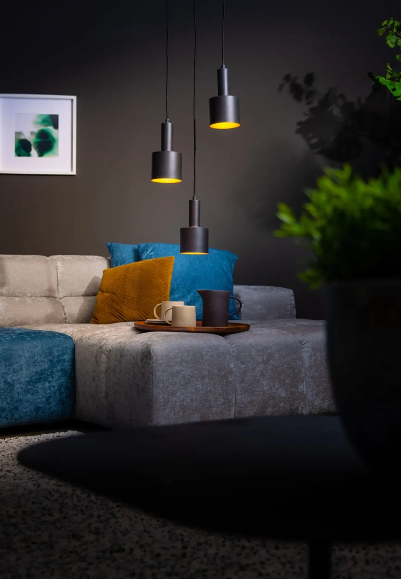 Hanglamp Sledge Metaal 3-Lichts Getrapt Zwart - Giga Meubel