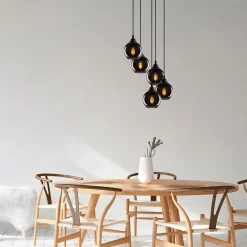 Hanglamp Smoked Bol 5-Lichts Zwart