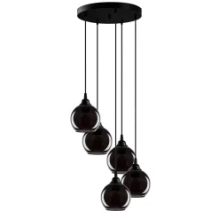 Hanglamp Smoked Bol 5-Lichts Zwart