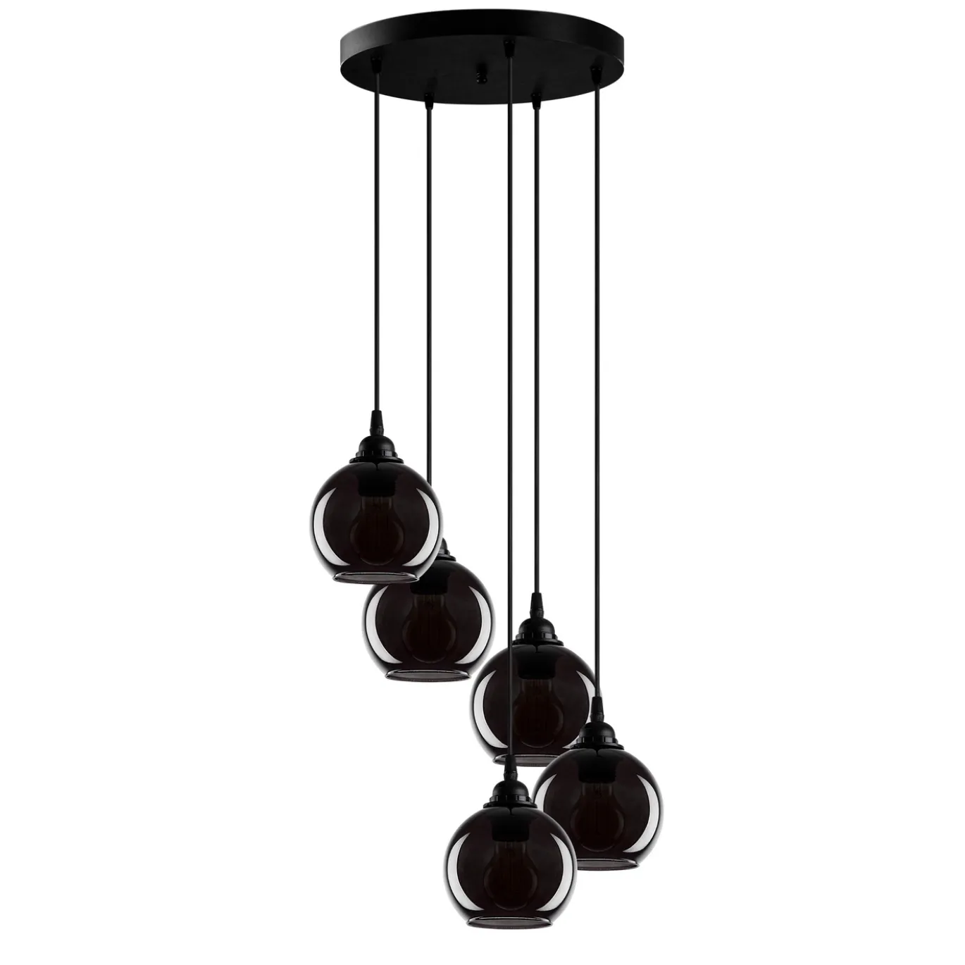 Hanglamp Smoked Bol 5-Lichts Zwart