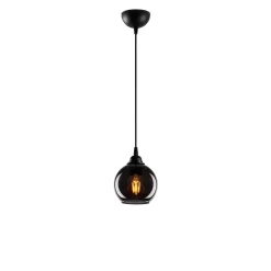 Hanglamp Smoked Bol 1-Lichts Zwart