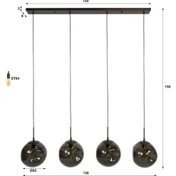 Hanglamp Stellar 4-lichts Sienna Bruin - Giga Meubel