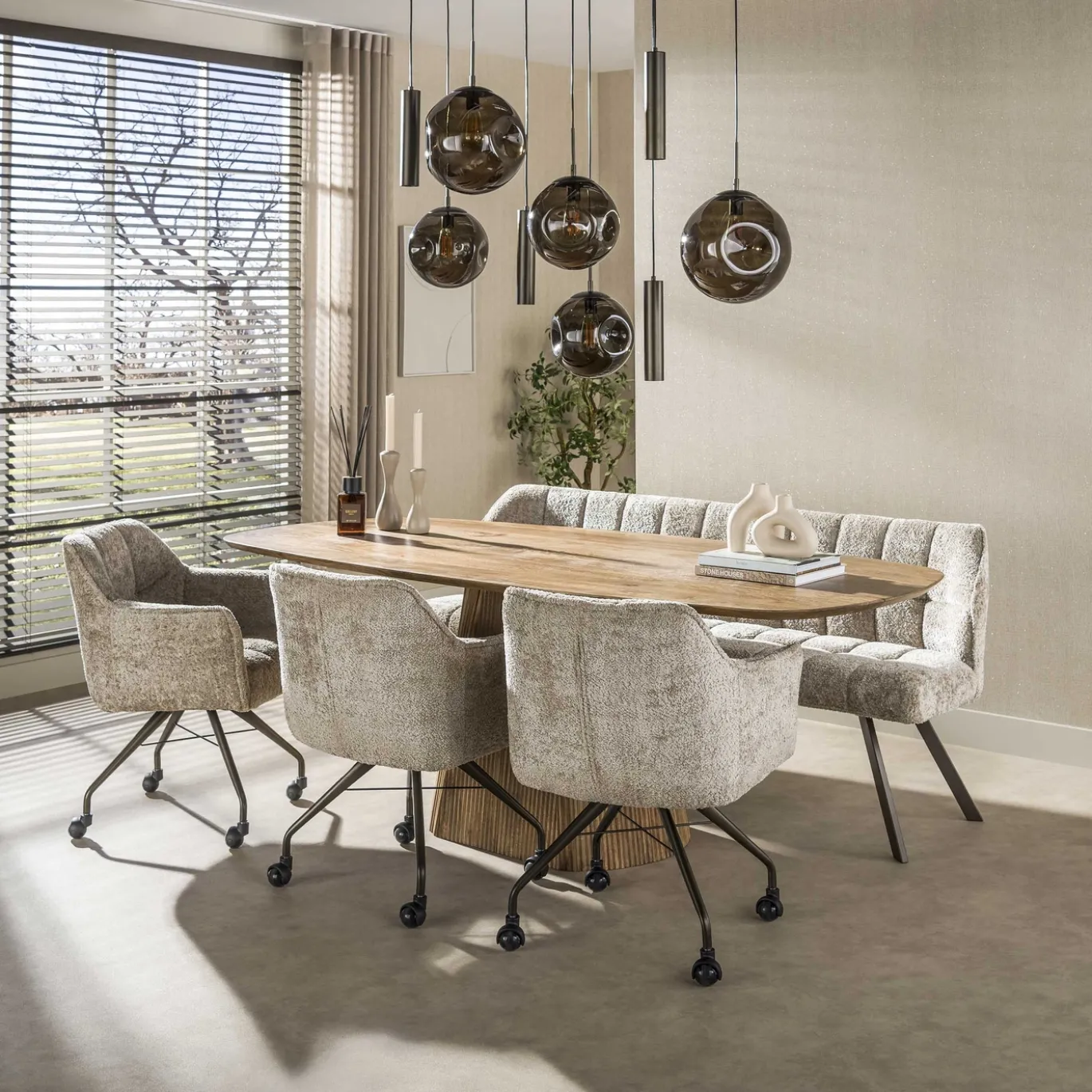 Hanglamp Stellar Pendel 5+4-lichts Sienna Bruin - Giga Meubel