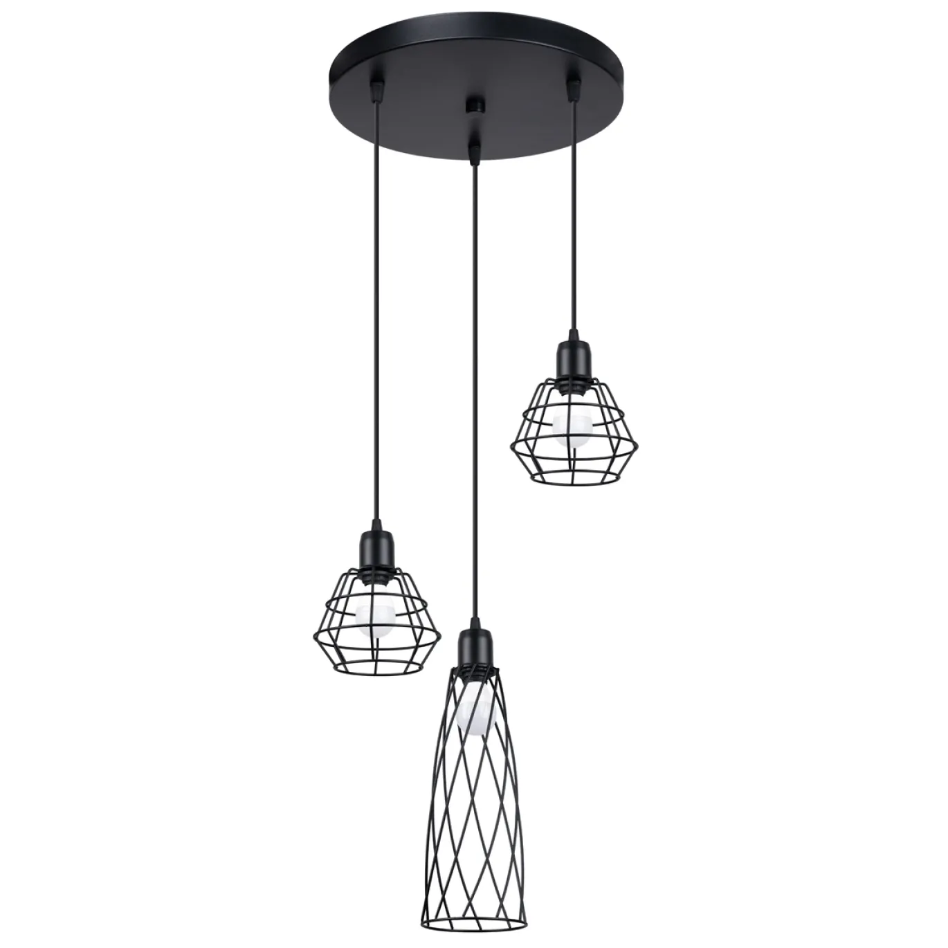 Hanglamp Suba 3-Lichts Getrapt Zwart - Giga Meubel