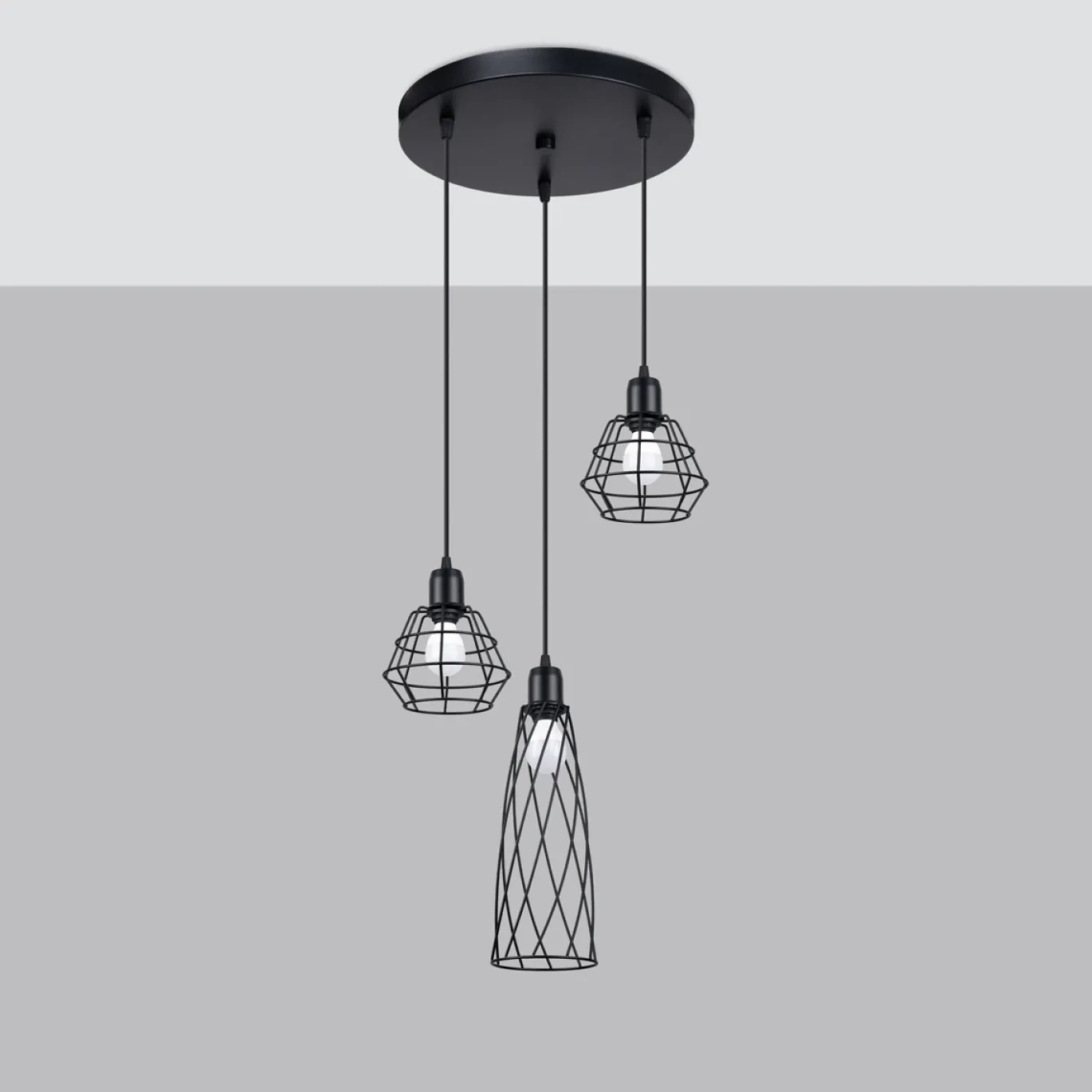 Hanglamp Suba 3-Lichts Getrapt Zwart - Giga Meubel