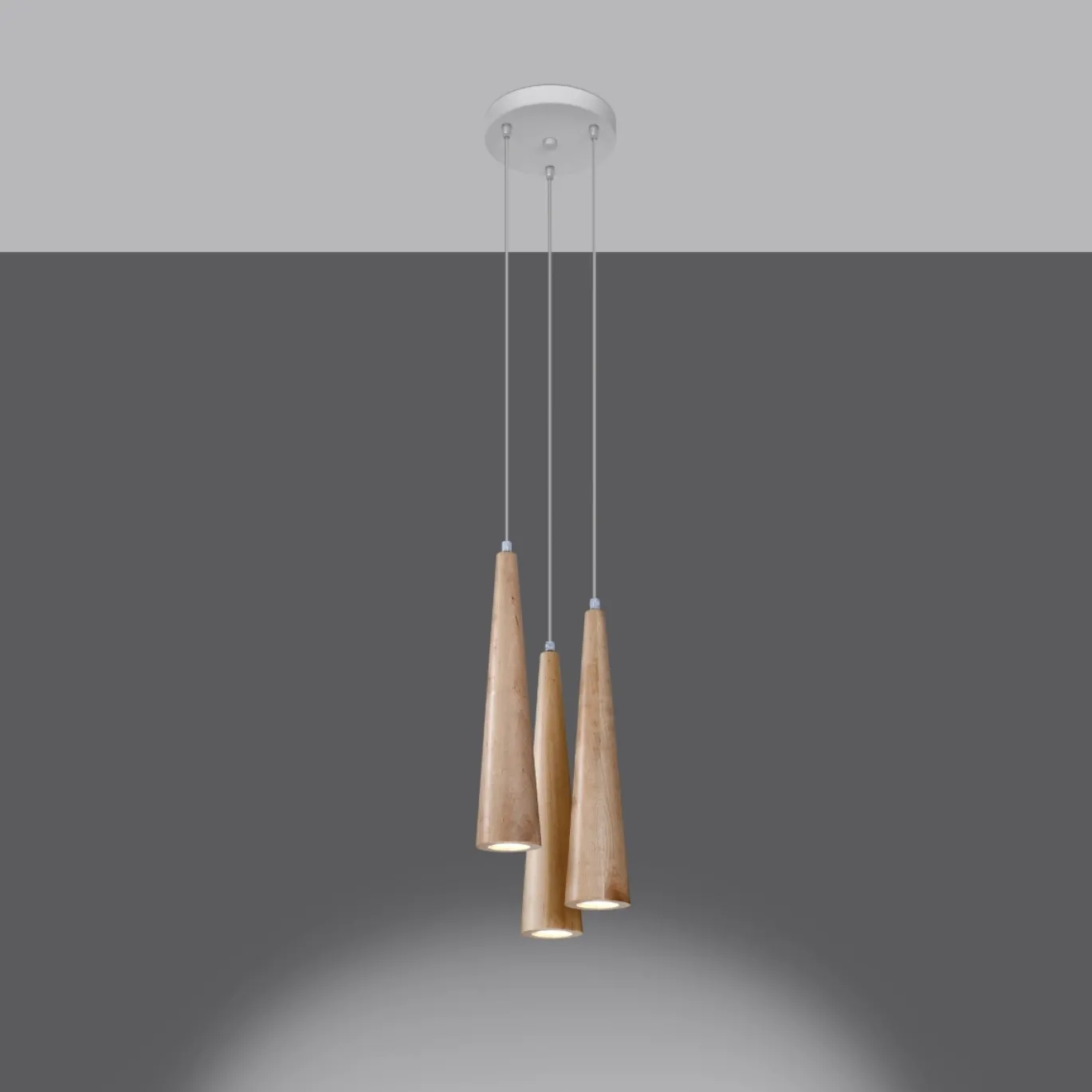 Hanglamp Sula 3-Lichts Getrapt Hout Naturel - Giga Meubel
