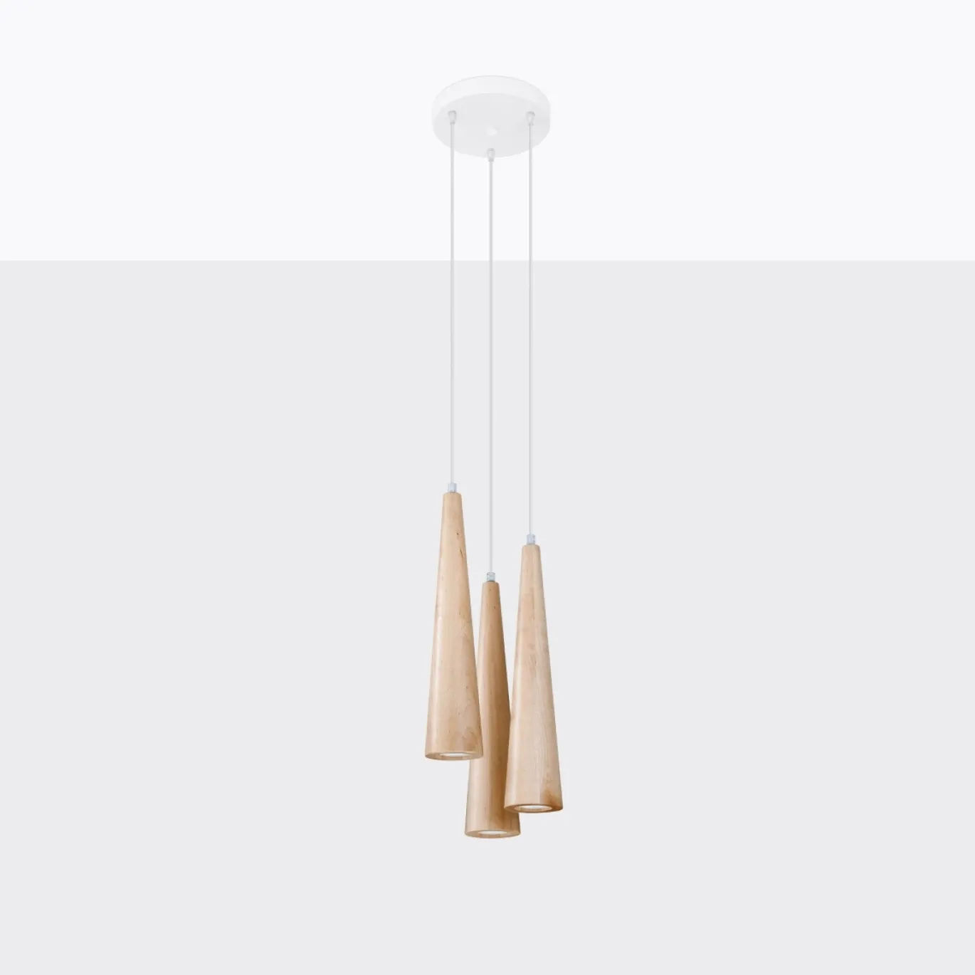 Hanglamp Sula 3-Lichts Getrapt Hout Naturel - Giga Meubel