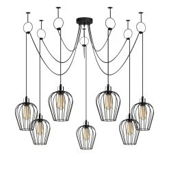 Hanglamp Tel Petal 7-Lichts Zwart