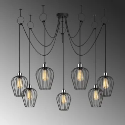 Hanglamp Tel Petal 7-Lichts Zwart