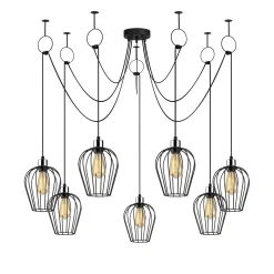 Hanglamp Tel Petal 7-Lichts Zwart