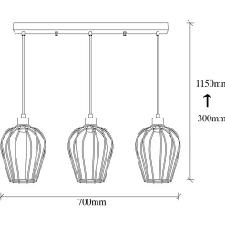 Hanglamp Tel Petal 3-Lichts Zwart