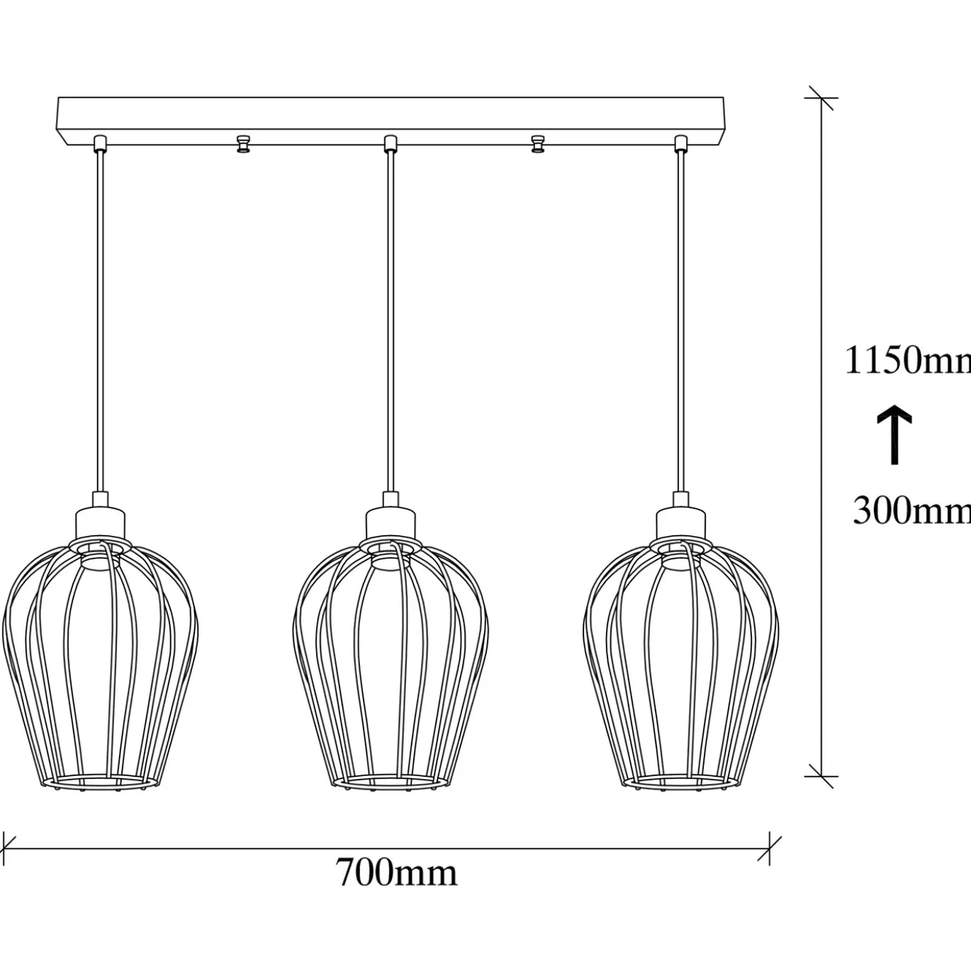 Hanglamp Tel Petal 3-Lichts Zwart