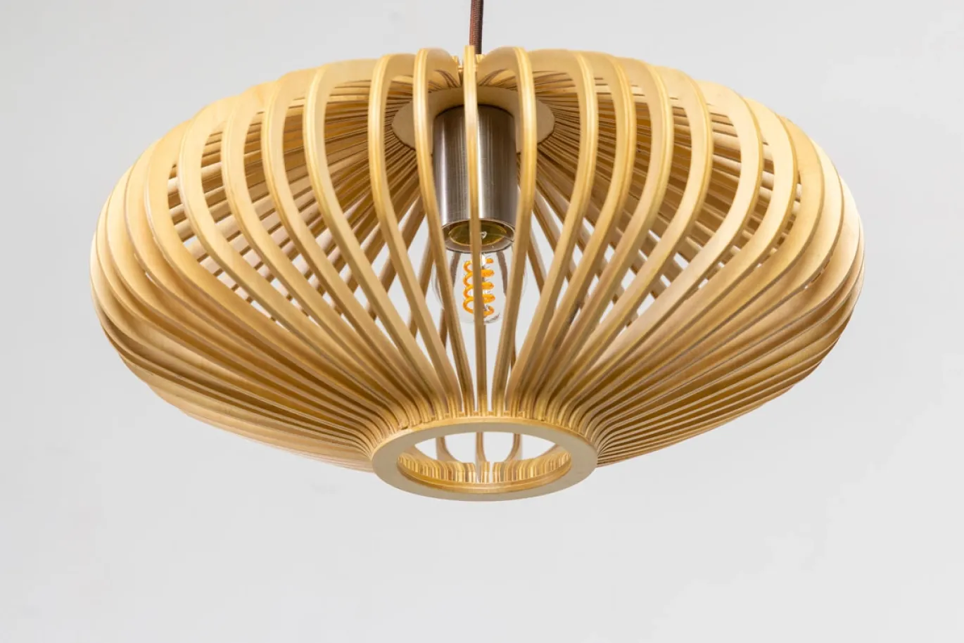 Hanglamp Tess Hout Naturel Ø30cm - Giga Meubel