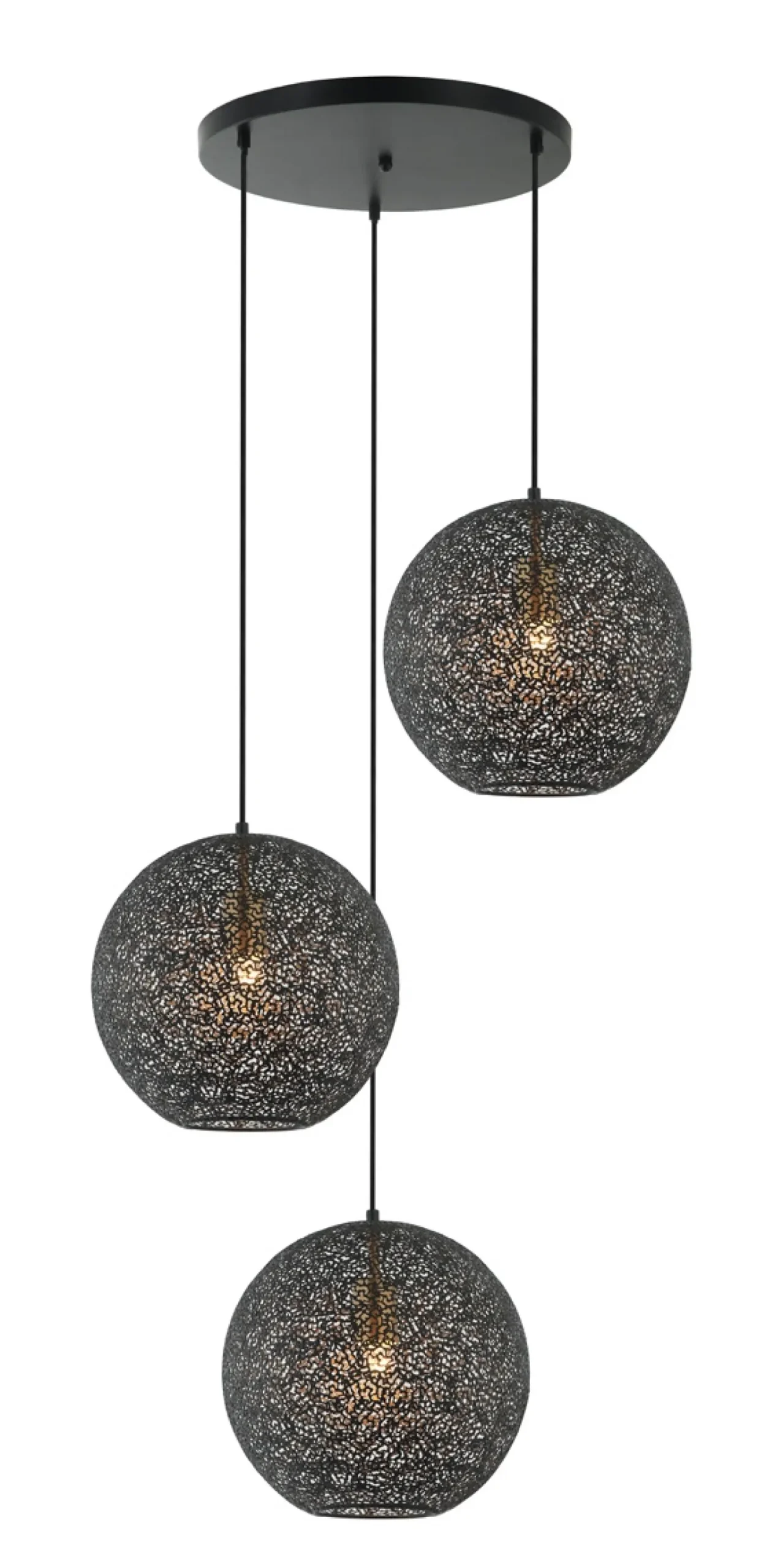 Hanglamp Truus Getrapt 3-Lichts Zwart - Giga Meubel