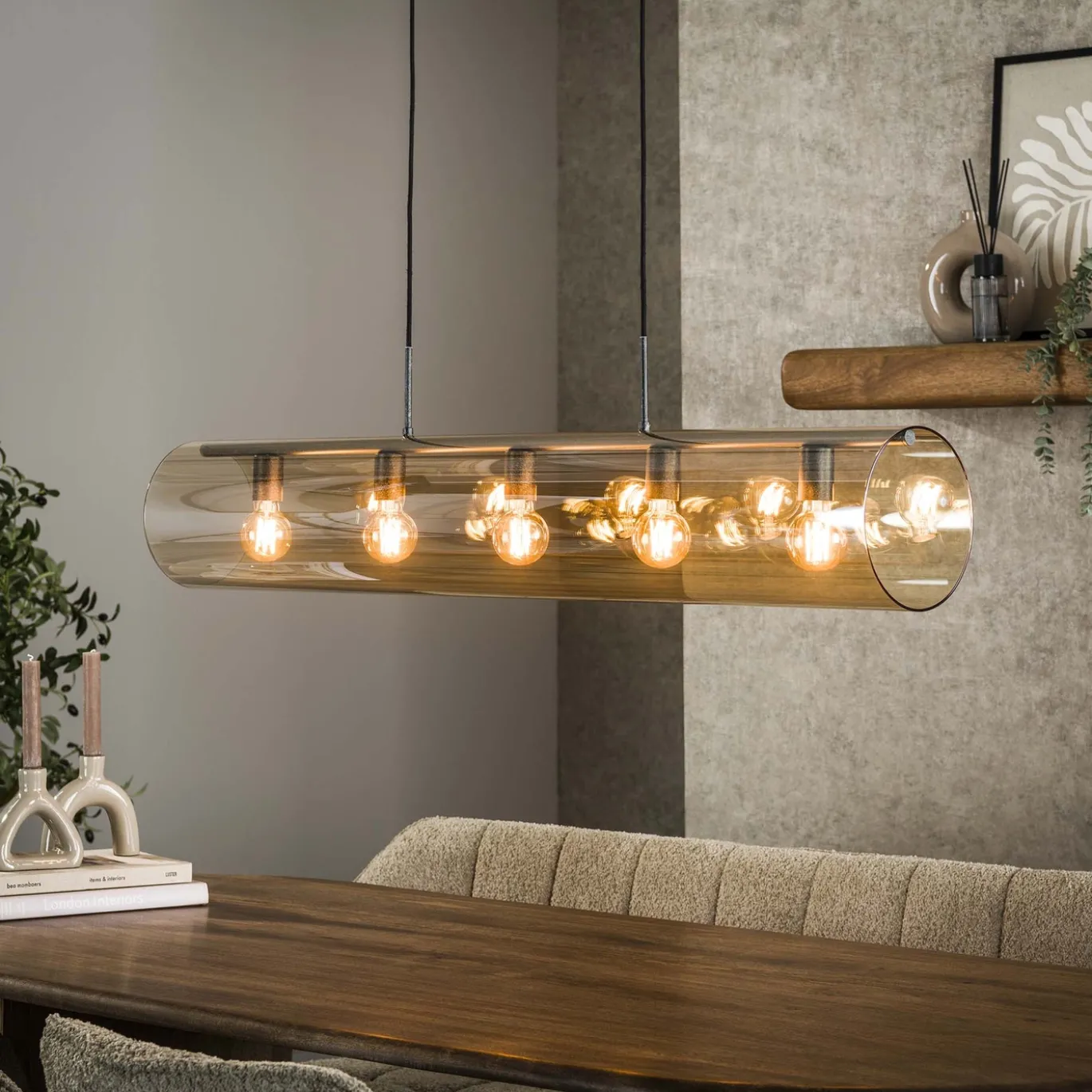 Hanglamp Tube Amber 5-Lichts - Giga Meubel