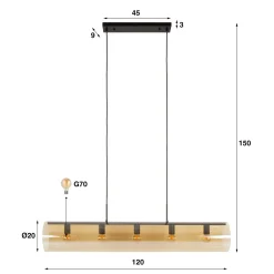 Hanglamp Tube Amber 5-Lichts - Giga Meubel
