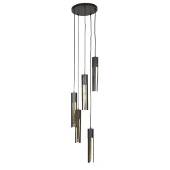 Hanglamp Tube 5-Lichts Getrapt Zwart - Giga Meubel