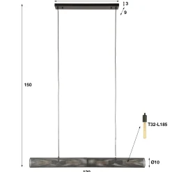 Hanglamp Tube Mesh Zwart 120cm - Giga Meubel