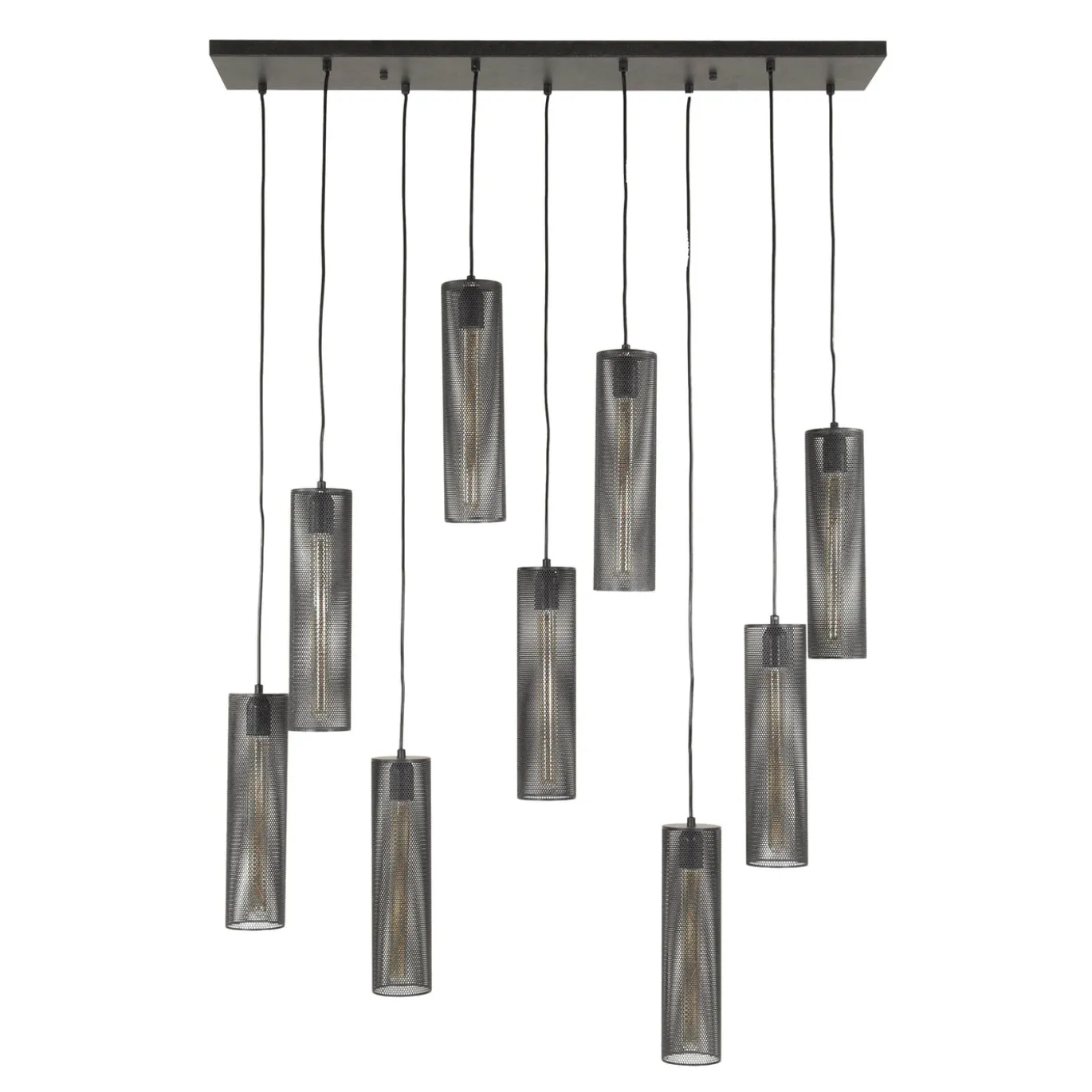 Hanglamp Tube Mesh Zwart 9-Lichts - Giga Meubel