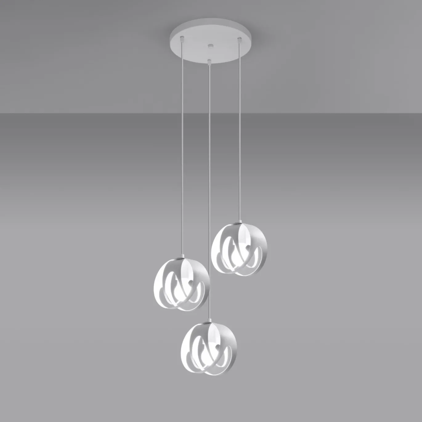 Hanglamp Tulos 3-Lichts Getrapt Wit - Giga Meubel