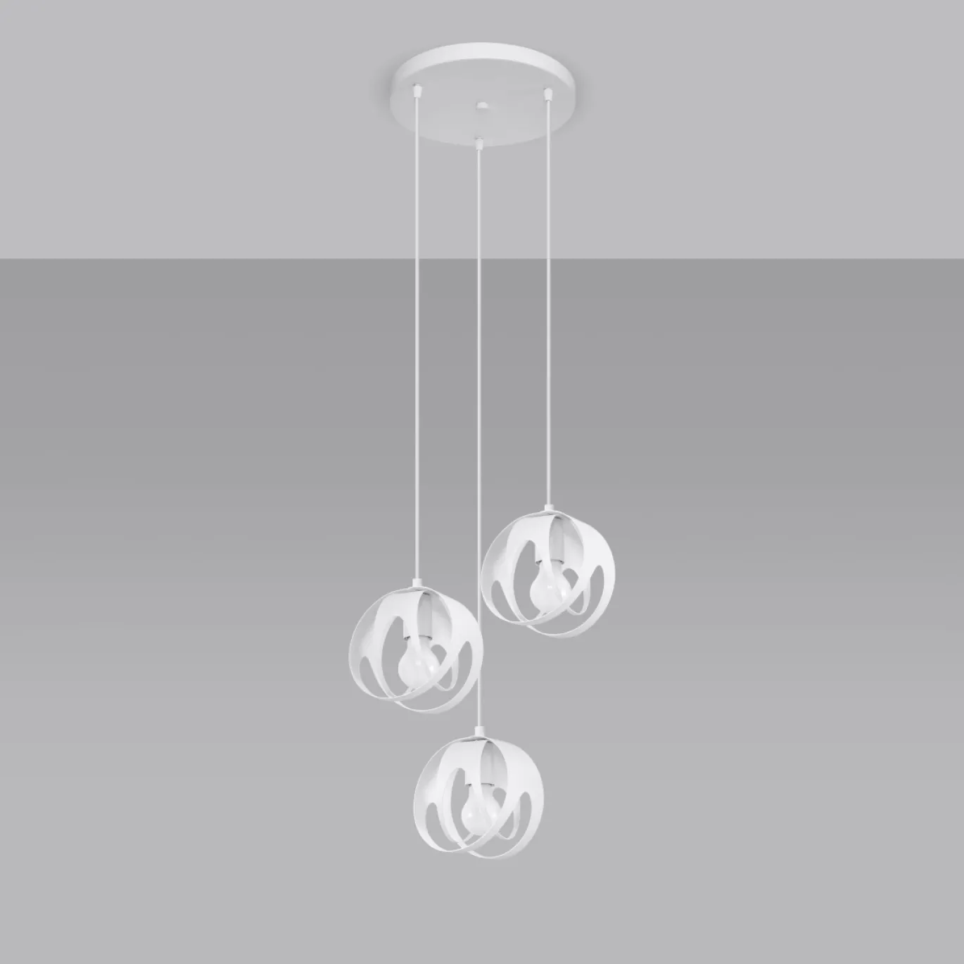 Hanglamp Tulos 3-Lichts Getrapt Wit - Giga Meubel