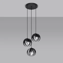 Hanglamp Tulos 3-Lichts Getrapt Zwart - Giga Meubel