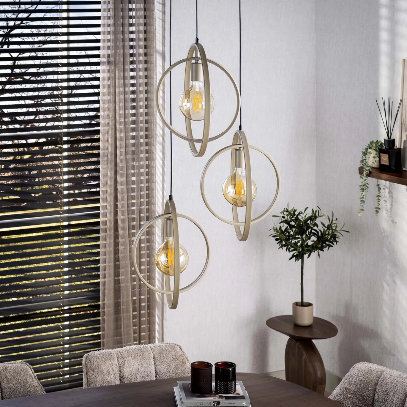 Hanglamp Turn Around Getrapt 3-lichts Beige - Giga Meubel