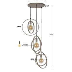 Hanglamp Turn Around Getrapt 3-lichts Beige - Giga Meubel
