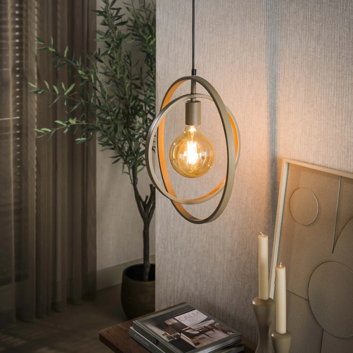 Hanglamp Turn Around 1-lichts Beige - Giga Meubel