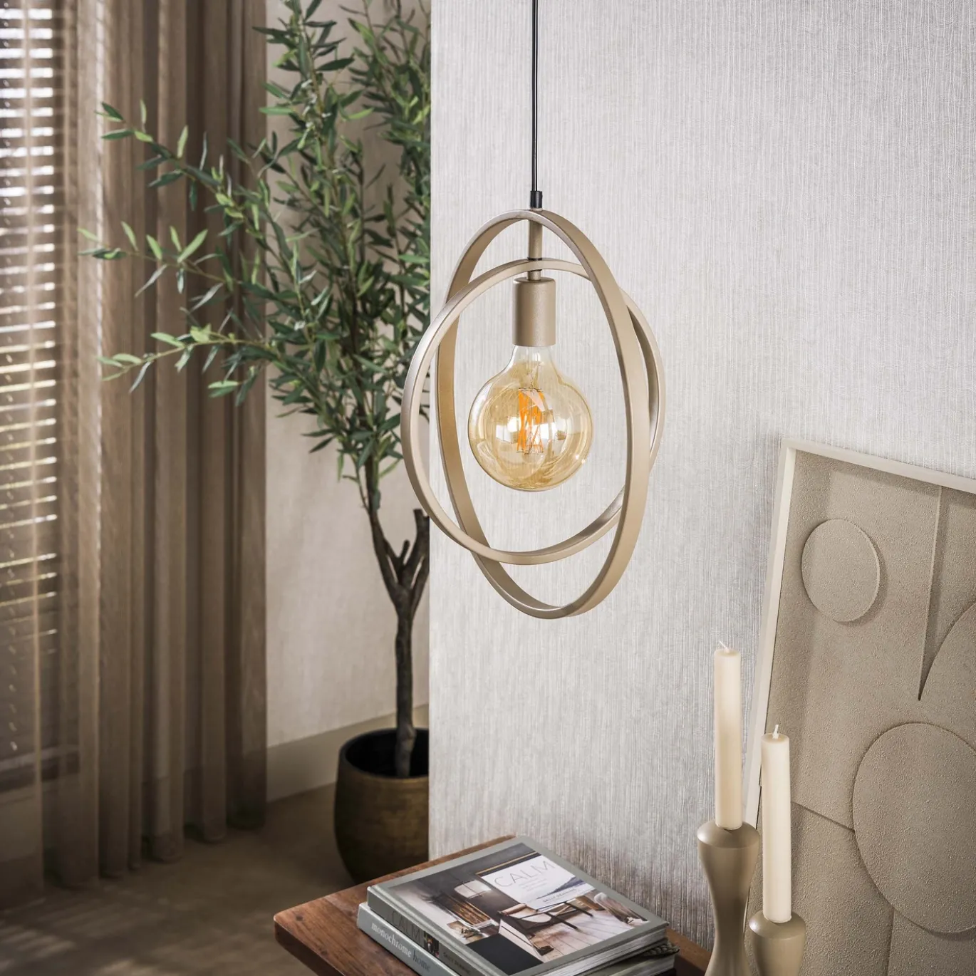 Hanglamp Turn Around 1-lichts Beige - Giga Meubel