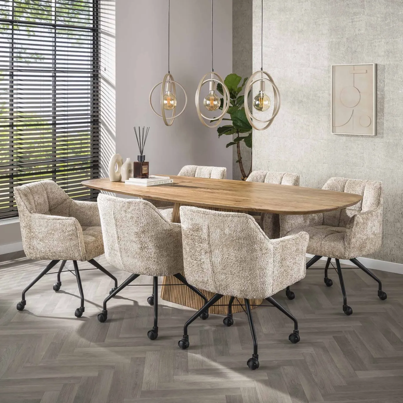 Hanglamp Turn Around 3-lichts Beige - Giga Meubel