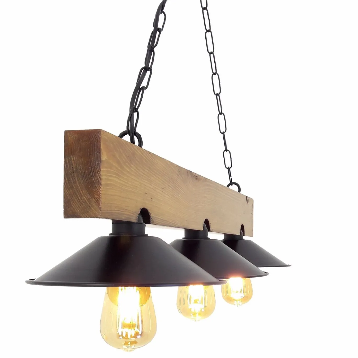 Hanglamp Uc Sapka Walnoot/Zwart 3-Lichts