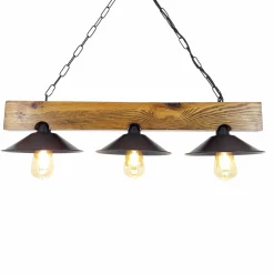 Hanglamp Uc Sapka Walnoot/Zwart 3-Lichts