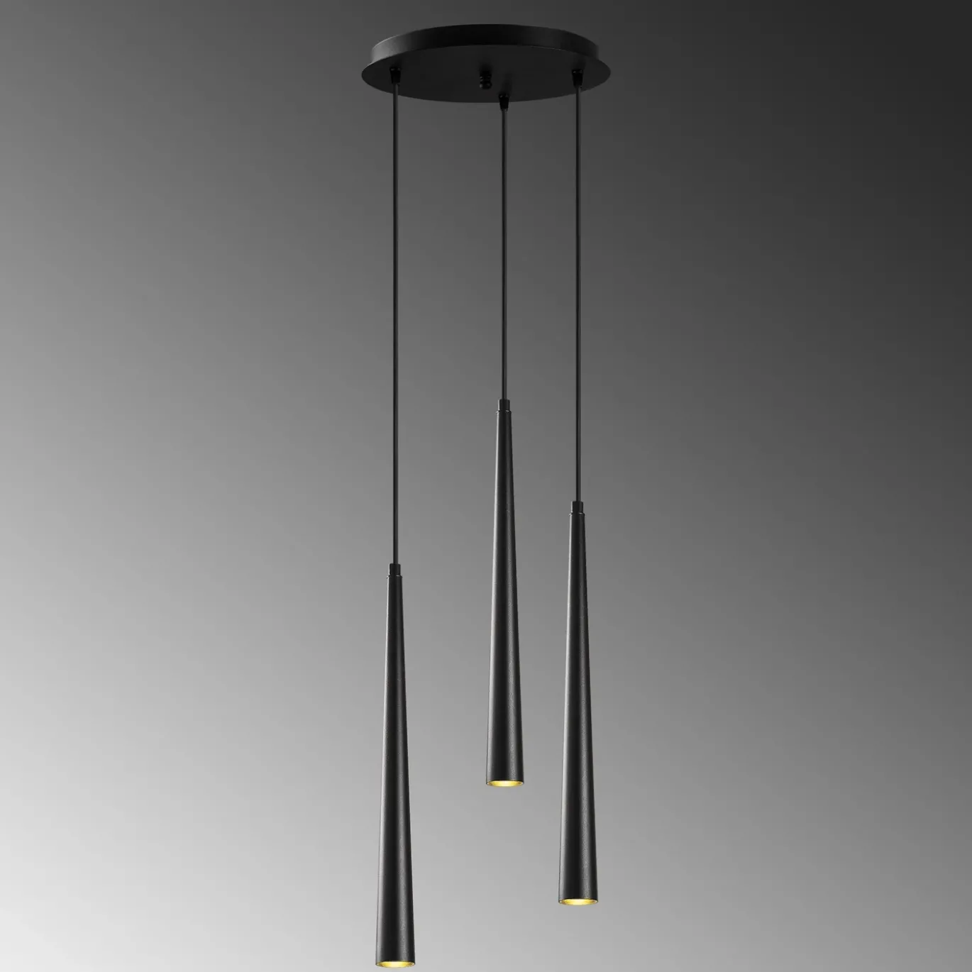 Hanglamp Ugur Zwart Getrapt 3-Lichts